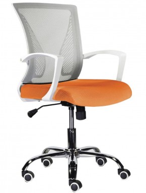 Кресло BRABIX "Wings MG-306", пластик белый, хром, сетка, серое/оранжевое, 532011 в Приобье - priobie.ok-mebel.com | фото