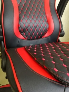 Кресло геймерское Barneo K-37 (черная экокожа красные вставки) в Приобье - priobie.ok-mebel.com | фото