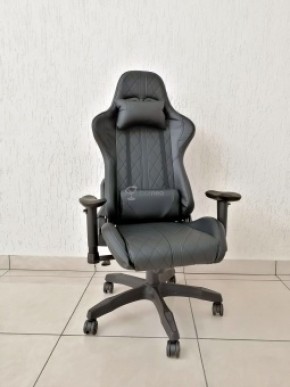 Кресло геймерское Barneo K-52 (черная экокожа черные вставки) в Приобье - priobie.ok-mebel.com | фото