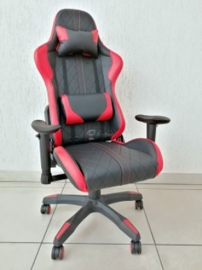 Кресло геймерское Barneo K-52 (черная экокожа красные вставки) в Приобье - priobie.ok-mebel.com | фото