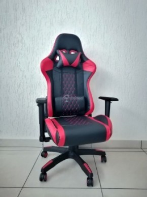 Кресло геймерское Barneo K-53 (черная экокожа красные вставки) в Приобье - priobie.ok-mebel.com | фото