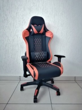Кресло геймерское Barneo K-53 (черная экокожа оранжевые вставки) в Приобье - priobie.ok-mebel.com | фото