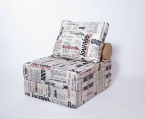 Кресло-кровать-пуф бескаркасное Прайм (Газета) в Приобье - priobie.ok-mebel.com | фото
