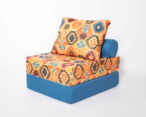 Кресло-кровать-пуф бескаркасное Прайм (мехико желтый-морская волна) в Приобье - priobie.ok-mebel.com | фото 1