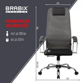 Кресло офисное BRABIX PREMIUM "Ultimate EX-800" хром, плотная двойная сетка Х2, черное/серое, 532912 в Приобье - priobie.ok-mebel.com | фото 3