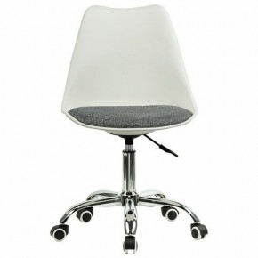 Кресло стул BRABIX "Eames MG-310 CH", хром, пластик белый, ткань серая, 532924 в Приобье - priobie.ok-mebel.com | фото