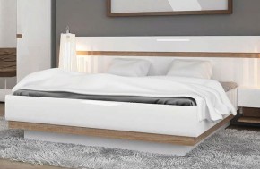 Кровать 140/TYP 91-01 с подъемником, LINATE ,цвет белый/сонома трюфель в Приобье - priobie.ok-mebel.com | фото