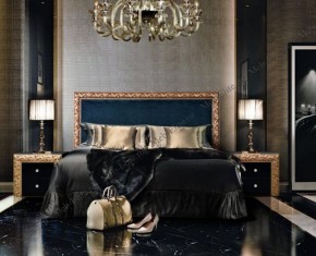 Кровать 2-х спальная (1,8 м) Тиффани Premium черная/золото с мягким элементом (Антрацит) с подъемным механизмом (ТФКР180-3[3](П) в Приобье - priobie.ok-mebel.com | фото 2