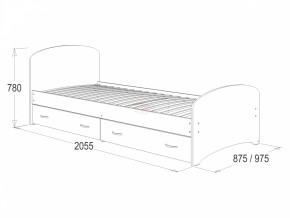 Кровать-6 одинарная с 2-мя ящиками (900*2000) в Приобье - priobie.ok-mebel.com | фото 2