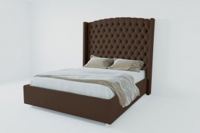 Кровать Берлин ЛЮКС с ПМ 900 (экокожа коричневая) в Приобье - priobie.ok-mebel.com | фото 2