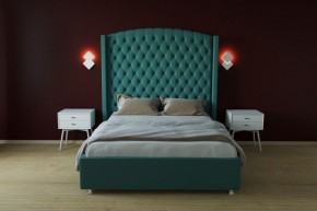 Кровать Берлин ЛЮКС с ПМ 900 (велюр бирюзовый) в Приобье - priobie.ok-mebel.com | фото 2