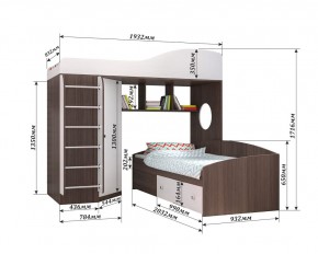 Кровать-чердак Кадет 2 с металлической лестницей в Приобье - priobie.ok-mebel.com | фото 2