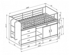 Кровать-чердак "Дюймовочка-6"  Белый/Оранжевый в Приобье - priobie.ok-mebel.com | фото 2