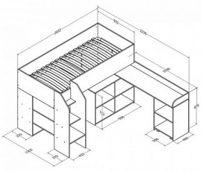 Кровать-чердак "Теремок-2" Дуб молочный/Салатовый в Приобье - priobie.ok-mebel.com | фото 3