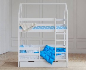 Кровать-домик двухъярусная 80*160 Белый в Приобье - priobie.ok-mebel.com | фото 5