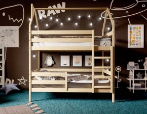 Кровать-домик двухъярусная 80*160 без покраски в Приобье - priobie.ok-mebel.com | фото 2