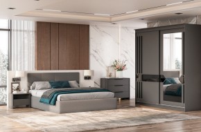 Кровать двойная №4 с основанием (Серый) в Приобье - priobie.ok-mebel.com | фото 3