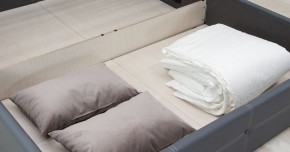 Кровать двойная Синди 160 + ортопед + ПМ + дно (арт. Марика 485 к/з (серый)) в Приобье - priobie.ok-mebel.com | фото 4