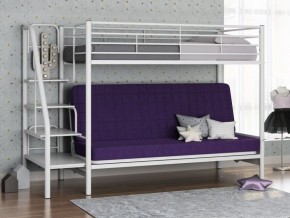 Кровать двухъярусная с диваном "Мадлен-3" (Белый/Фиолетовы) в Приобье - priobie.ok-mebel.com | фото