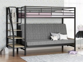 Кровать двухъярусная с диваном "Мадлен-3" (Черный/Серый) в Приобье - priobie.ok-mebel.com | фото