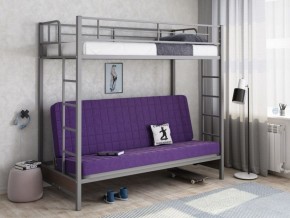 Кровать двухъярусная с диваном "Мадлен" (Серый/Фиолетовый) в Приобье - priobie.ok-mebel.com | фото 1