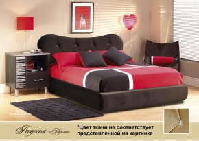 Кровать Феодосия 1400 со стразами в к/з "Классик 307 коричневый" (серия Норма) +основание +ПМ в Приобье - priobie.ok-mebel.com | фото