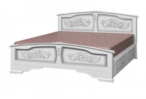 ЕЛЕНА Кровать из массива 1600 (Белый жемчуг) с 2-мя ящиками в Приобье - priobie.ok-mebel.com | фото