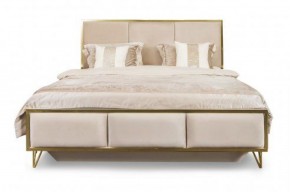 Кровать Lara 1600 с мягким изголовьем + основание (бежевый глянец) в Приобье - priobie.ok-mebel.com | фото 2