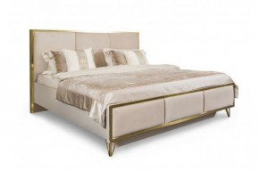 Кровать Lara 1800 с мягким изголовьем + основание (бежевый глянец) в Приобье - priobie.ok-mebel.com | фото