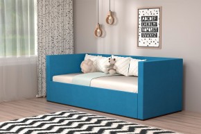 Кровать с ПМ (арт.030) (с/м 900*2000мм) (б/матр), ткань синяя в Приобье - priobie.ok-mebel.com | фото