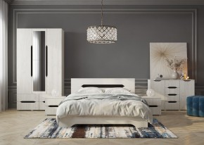Кровать Вега 1,6 + основание (Крафт белый - Венге) в Приобье - priobie.ok-mebel.com | фото 3