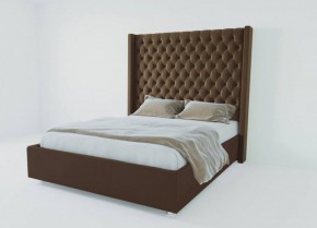 Кровать Версаль ЛЮКС с ПМ 1200 (экокожа коричневая) в Приобье - priobie.ok-mebel.com | фото