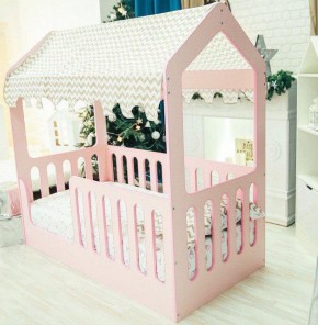 Кровать-домик без ящика 800*1600 (Розовый) в Приобье - priobie.ok-mebel.com | фото 1