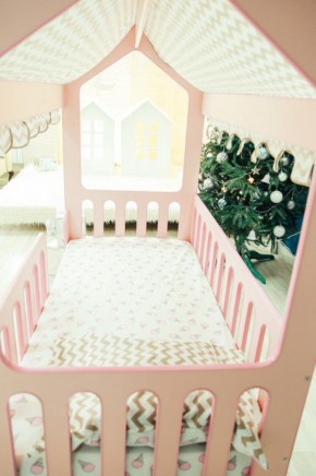 Кровать-домик без ящика 800*1600 (Розовый) в Приобье - priobie.ok-mebel.com | фото 3