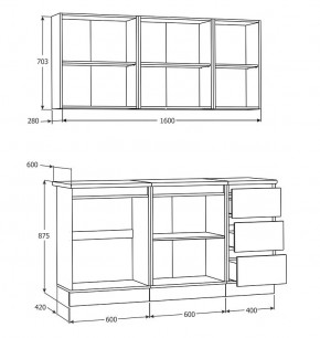 Кухня Хилтон 1.6 м (Белый текстурный/Дуб Вотан) в Приобье - priobie.ok-mebel.com | фото 3