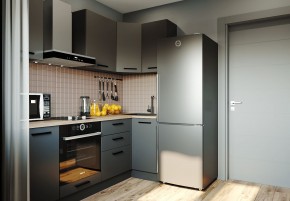 Кухня угловая Антрацит 2200х1000 (Стол. 38мм) в Приобье - priobie.ok-mebel.com | фото