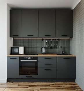 Кухонный гарнитур Антрацит 2200 (Стол. 38мм) в Приобье - priobie.ok-mebel.com | фото