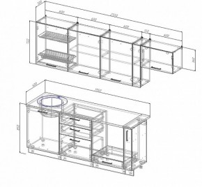 Кухонный гарнитур Антрацит 2550 (Стол. 26мм) в Приобье - priobie.ok-mebel.com | фото 2
