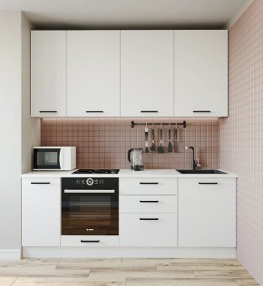 Кухонный гарнитур Белый Глянец 2200 h950 (Стол. 38мм) в Приобье - priobie.ok-mebel.com | фото