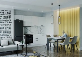 Кухонный гарнитур Белый Глянец 2550 (Стол. 38мм) в Приобье - priobie.ok-mebel.com | фото