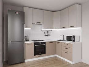 Кухонный гарнитур угловой Каппучино 2200*1600 h 950 (Стол. 26мм) в Приобье - priobie.ok-mebel.com | фото
