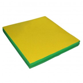 Мат гимнастический, квадратный. Длина 1 м, ширина 1 м, толщина: 10 см зеленый-желтый   в Приобье - priobie.ok-mebel.com | фото