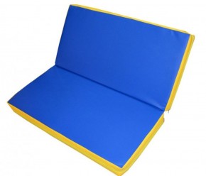 Мат гимнастический 1х1х0,08м складной цв. синий-желтый в Приобье - priobie.ok-mebel.com | фото 1