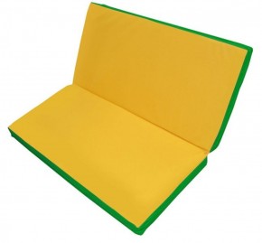 Мат гимнастический 1х1х0,08м складной цв. зеленый-желтый в Приобье - priobie.ok-mebel.com | фото 1