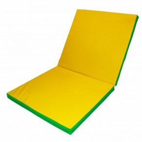 Мат гимнастический 2х1х0,1м складной цв. зеленый-желтый в Приобье - priobie.ok-mebel.com | фото