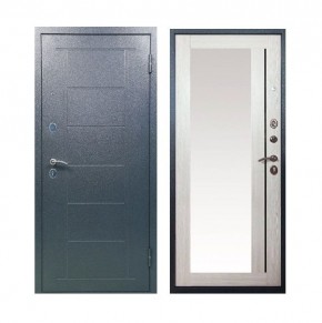 Металлическая дверь ТИТАН (МЕТАЛЛ-ПАНЕЛЬ) Зеркало/Букле графит + Штамп/Лиственница в Приобье - priobie.ok-mebel.com | фото 1