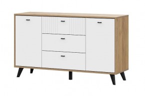 МИЛАН Комод 3 ящика двухстворчатый (Белый Матовый) в Приобье - priobie.ok-mebel.com | фото