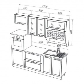 МИЛАНО Кухонный гарнитур 2,2 м Компоновка №3 (Орех) в Приобье - priobie.ok-mebel.com | фото 2