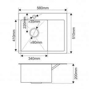 Мойка HD5851L MELANA ProfLine 3,0/200 САТИН врезная прямоугольная с коландером HD5851L в Приобье - priobie.ok-mebel.com | фото 2