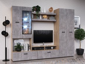 Нэнси New Полка (ЛДСП) Бетон светлый/Сонома в Приобье - priobie.ok-mebel.com | фото 2